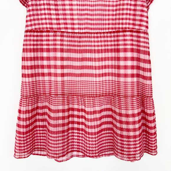 Marie Oliver Bay Mini Dress in Cherry Check Pattern Red & Pink Women's Medium - Picture 6 of 12